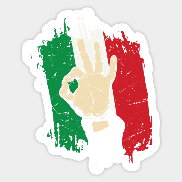 Italian Hand Gesture Sing Language Funny Italy Flag Vintage Sticker by GShow